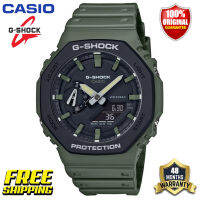 G-Shock GA2110 ของแท้ผู้ชายกีฬานาฬิกาเซ็นเซอร์คู่เคลื่อนไหวกลางแจ้งกันกระแทกกันน้ำโคลนอัตโนมัติยกไฟรับประกันสี่ปี GA-2110SU-3A