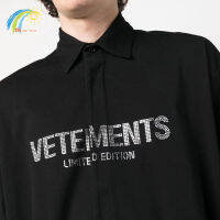 ฮิปฮอปผู้ชายผู้หญิง O Versize แฟลชเจาะโลโก้ VETEMENTS Limited Edition เสื้อแขนยาวที่มีคุณภาพสูง VTM เสื้อด้านบนภายในแท็ก