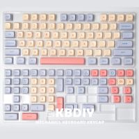 KBDiy 132คีย์/ชุด XDA โปรไฟล์ปุ่มกด PBT  สำหรับคีย์บอร์ดแบบกลไก DIY ออกแบบเองสีย้อม-ซับมาร์ชเมลโล่61อุปกรณ์เสริมแป้นพิมพ์กุญแจสีม่วงสีชมพูน่ารัก