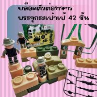 Delighted ของเล่นบล๊อคตัวต่อหุ่นทหาร มีกระเป๋าเป้สะพายหลัง 42 ชิ้น ของเล่นตัวต่อ บล๊อคเสริมพัฒนาการ พร้อมตัวทหาร 3ตัว อุปกรณ์อาวุธเด็กเล่น