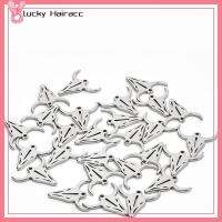 LUCKY HAIRACC 30pcs เหล็กไร้สนิม เครื่องรางหัววัวน่ารัก เงินโบราณ 0.550.55นิ้วค่ะ จี้สัตว์สแตนเลสพร้อมห่วง การตกแต่งที่ยอดเยี่ยม เสน่ห์วัวกระทิง สาวๆ