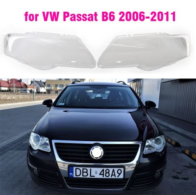 1ชิ้นเลนส์ไฟหน้าหน้ารถกรอบมือจับสำหรับ VW พาสสาท B6 2006 2007 2008 2009 2010 2011ที่ครอบโคมไฟรถยนต์โปร่งใส