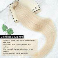 MRS HAIR tail Human Hair Platinum Blonde #60 14 18 22 24 Inch Thick Ends Natural tail Real Hair Extensions