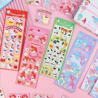 XINYANNI Kawaii การ์ตูนนักเรียน Scrapbooking Melody Kuromi เครื่องเขียนสติกเกอร์ไดอารี่กาว Cinnamoroll สติกเกอร์ DIY สติกเกอร์ตกแต่ง Goo บัตรอัลบั้มสติกเกอร์สมุดบันทึกสติกเกอร์