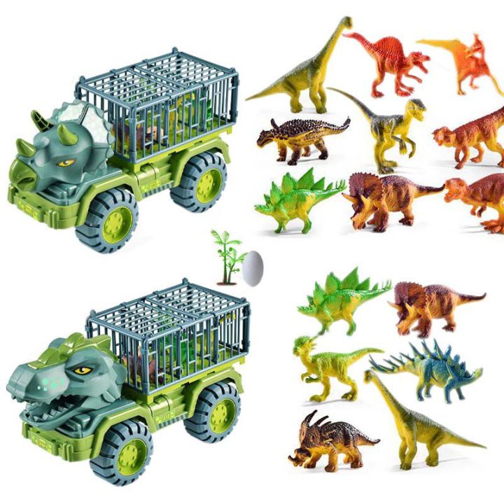 trucks-tyrannosaurus-dinosaur-triceratops-figure-excavators-engineering-monster