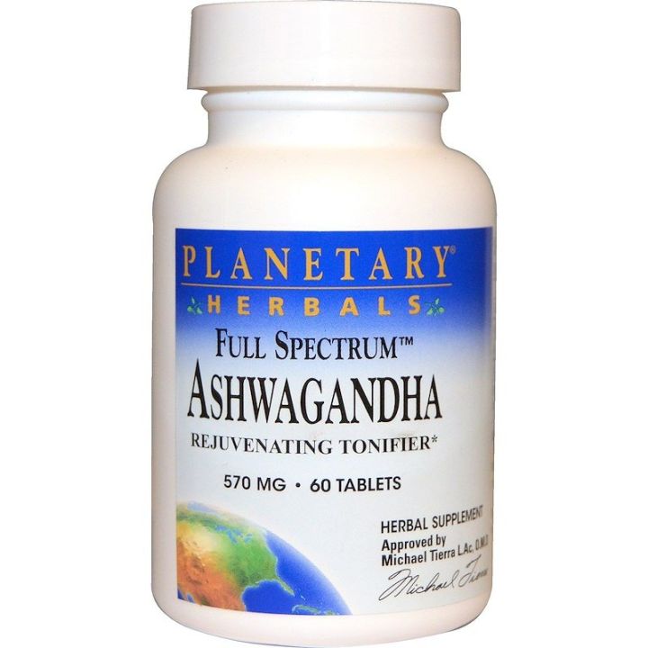 โสมอินเดีย Planetary Herbals, Full Spectrum Ashwagandha, 570 mg, 60 เม็ด ของแท้จากอเมริกา