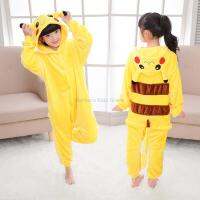 Pikachu Onesies Kigurumi for Kids Pijama Baby Boy Girl Home Clothes Pyjamas Anime Cosplay Costume Winter Flannel Hooded Jumpsuit