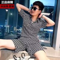 【hot seller】 Short-sleeved T-shirt suit mens 2023 summer Korean style top tide brand casual ice silk hair stylist set