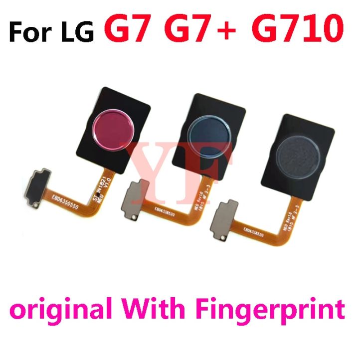 ‘；【。- Original For LG G7 Thinq G710 G710EM G710nthinq Fingerprint Sensor Home Button Flex Cable Rion Replacement Parts