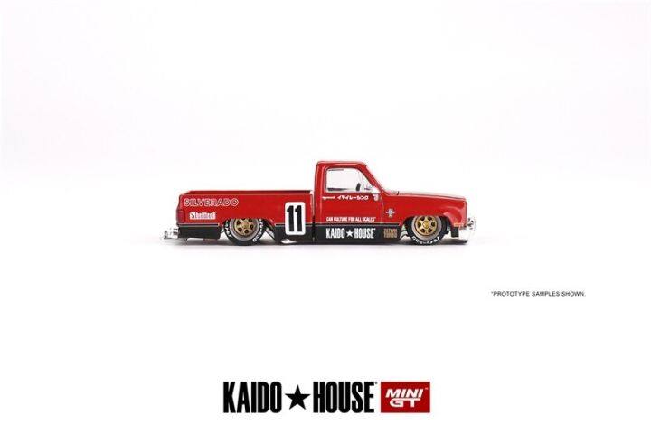 pre-ordina-kao-house-x-mini-gt-silverado-รถกระบะ-kaido-v1สีแดง-11รถโมเดล-diecast