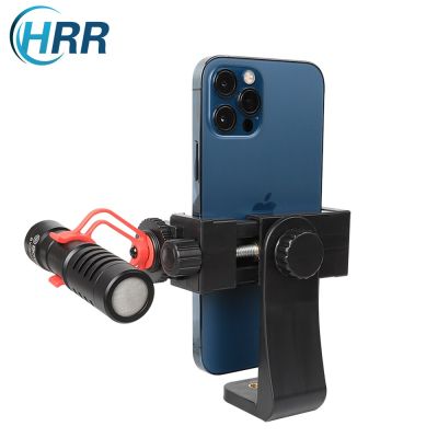 Cell Phone Tripod Mount Adapter Smartphone Tripod Holder Clip Clamp with LED Light Microphone Cold Shoe Mount for Iphone Samsung