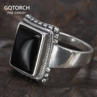 Solid 925 Sterling Silver Lucifer แหวนสีดำ Onyx หินธรรมชาติ Handmade แหวน Show เครื่องประดับ