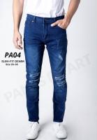 No.PA04 CPS Slim-Fit Denim กางเกงยีนส์ชาย ผ้ายีนส์ยืด สีบลูฟอก แต่งเข่า SIZE28-36