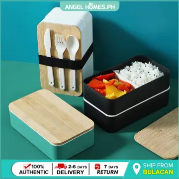 1200ml 2 Layers Portable Student Lunch Box with Fork Spoon