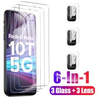 [Electronic film] 6in1 Note10 T S ป้องกันกระจกนิรภัยสำหรับ Xiaomi Redmi หมายเหตุ10 T 5G 10 Pro 10S 10pro ป้องกันหน้าจอกล้องป้องกันเลนส์