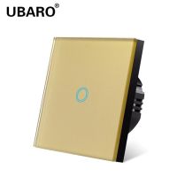 สวิตช์ไฟ Ubaro Yingke แผงแก้วคริสตัลสีขาวมาตรฐาน Eu สวิตช์ Ac230v สวิตช์สัมผัส1ทางสวิตช์สัมผัสสวิทช์ผนังสัมผัสแบบ