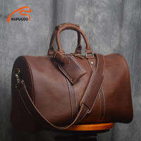 Vintage Men กระเป๋าเดินทางของแท้หนังความจุขนาดใหญ่กระเป๋าถือลำลอง Crossbody กระเป๋าซิปกระเป๋าสำหรับ14นิ้วแล็ปท็อป NUPUGOO