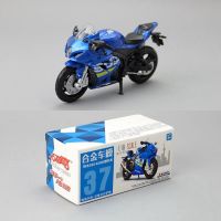 โมเดลรถของเล่นโลหะหล่อจากรถซูซูกิรถมอเตอร์ไซค์ GSX-R1000ซุปเปอร์เรซซี่งรถกล่องไม้ขีดเป็นของขวัญเพื่อการศึกษา