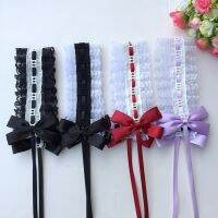 Girls Lace Hairclips Lolita Long ribbon bow tie hair pins Cos maid Headwear Womens cute hairbands for party hair accessories