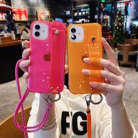 [2023สุดฮอต] สร้อยคอโซ่พันข้อมือกากเพชรเคสโทรศัพท์สำหรับ Apple Iphone 7 8 Plus X XS XR MAX 11 Pro 12 SE ปลอกเชือกสายคล้องสายห้อยคอ