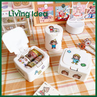 Living idea กล่องเก็บของพลาสติก ขนาดเล็ก แบบตั้งโต๊ะ พร้อมฝาปิด สำหรับเก็บเครื่องเขียน