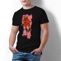 Mens Funny Anime T-shirt Gundam Ms06S Red Zaku Ii Cotton Print Oversized Shirt