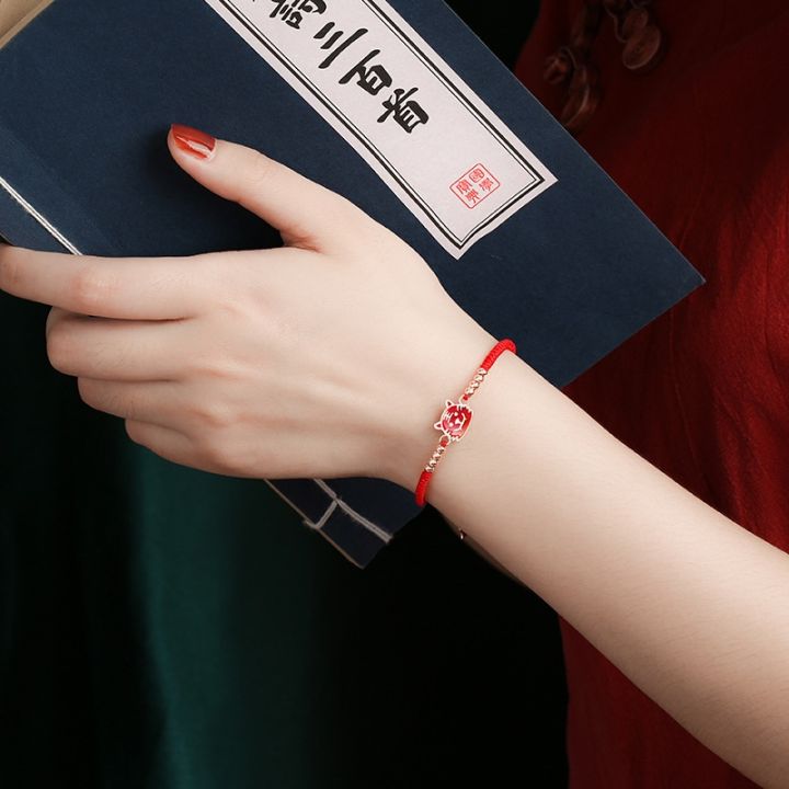 cod-knot-guochao-forbidden-temperature-sensitive-color-changing-silver-bracelet-hand-woven-zodiac-year-red-female