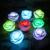 Flameless LED Floating Candles Floating Rose Tea Lights Waterproof Flower Wax Candles Battery Powered for Home Party Decor