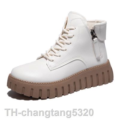 2023changtang5320 2023ผู้หญิงฤดูหนาวใหม่แพลตฟอร์มรองเท้าผ้าใบแฟชั่นLace Up Snow Bootsสุภาพสตรีรองเท้าผ้าฝ้ายสีขาวWarm Plushรองเท้าสั้น