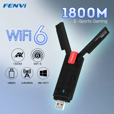 Fenvi Wifi 6อะแดปเตอร์ USB Dual Band AX1800 2.4G 5Ghz ไร้สาย Wifi 6E AXE3000การ์ดเครือข่ายดองเกิล USB 3.0อะแดปเตอร์ Wifi Win7 10 11