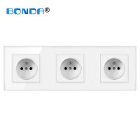 2021Electrical Outlet Wall Crystal Glass Panel Power Socket with Usb for Home 16A French Standard 258 * 86mm Kids Safety Protection