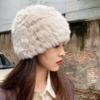 Ladies Fashion Rabbit Fur Hat Keeps Warm in Winter Brand New European Genuine Natural Fur Hat Wink Winter Travel Tourism Ski Hat