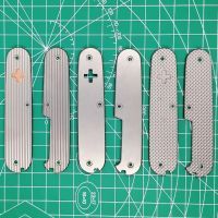 1 Pair Custom Made Titanium Alloy TC4 Scales Handle with Tweezers Toothpick Corkscrew Cut-Out for 91mm Swiss Army Knife DIY Mod