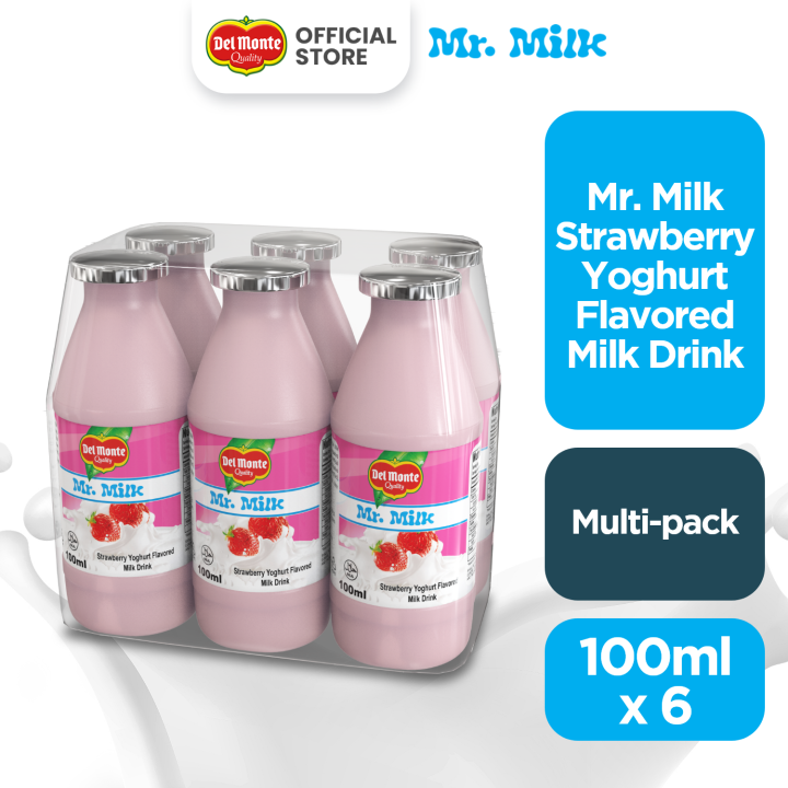 DEL MONTE MR. MILK Strawberry Yoghurt Flavored Milk Drink that Kids Love 100ml x 6 Lazada PH