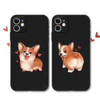 Cute Corgi Case for Iphone 6s 7 8 Plus XR 14 Pro Xs Max Soft Tpu Silicone Cover 12 13 mini 11 Pro Max Black Case Couple