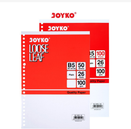 Loose Leaf Isi Kertas File Binder Joyko B5-100PL Plain - 50 Lembar ...