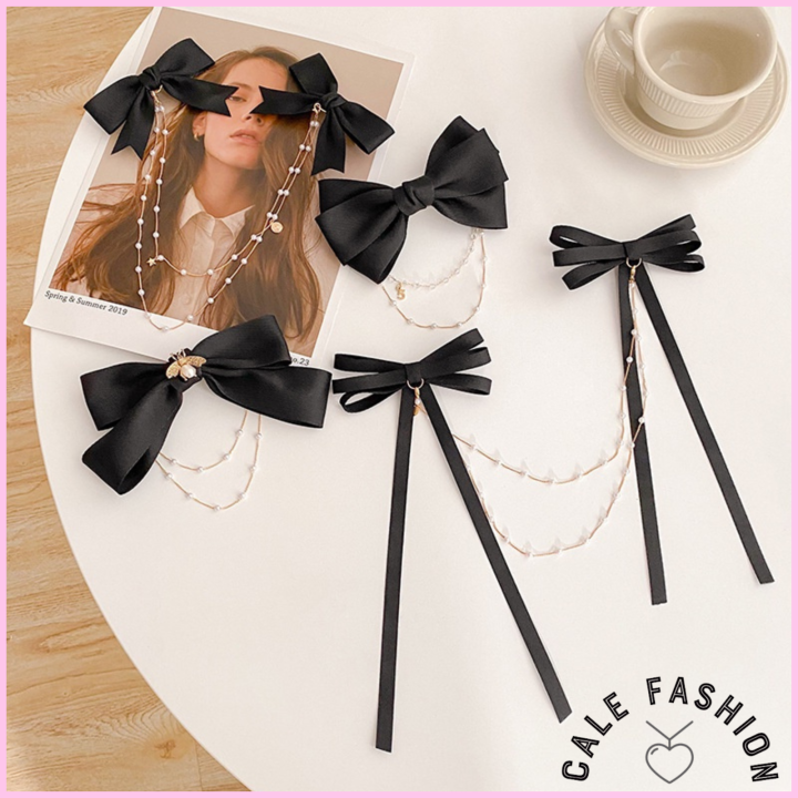 CNY Decoration Ins Side Ribbon Hair clip Jisoo Blackpink Chain Ribbon