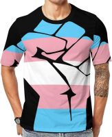 WEEDKEYCAT Fist Transgender Flag Mens Short Sleeve T Shirt Leisure Novelty Tee 3D Print Top