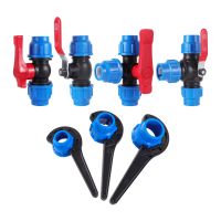 ┅ 20/25/32/40/50mm PE Tube Tee Ball Valve Quick Connector Wrench Tap Tees Water Splitter Garden Irrigation Water Pipe Fittings 1Pc