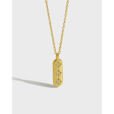 [COD] 0071 Korean version of silver necklace ins niche geometric long brand zircon female choker collarbone