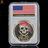 Pirate Gold Coins Collectibles Nautical Skull Pirate Treasure Bay Metal Challenge Coin&amp;Home Decoration Accessories W/PCCB Box