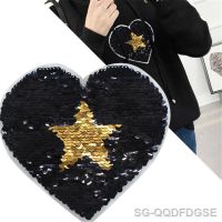 【CW】№☒  T-shirt 18cm love flip double sided Patches for Reversible change sequins T Stickers