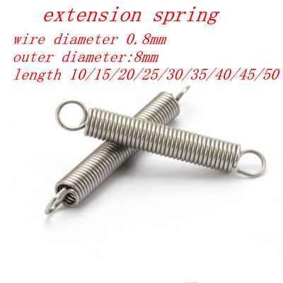 5pcs/lot  0.8 x 8mm 0.8mm stainless steel Tension spring with a hook extension spring length 15mm to 150mm Electrical Connectors