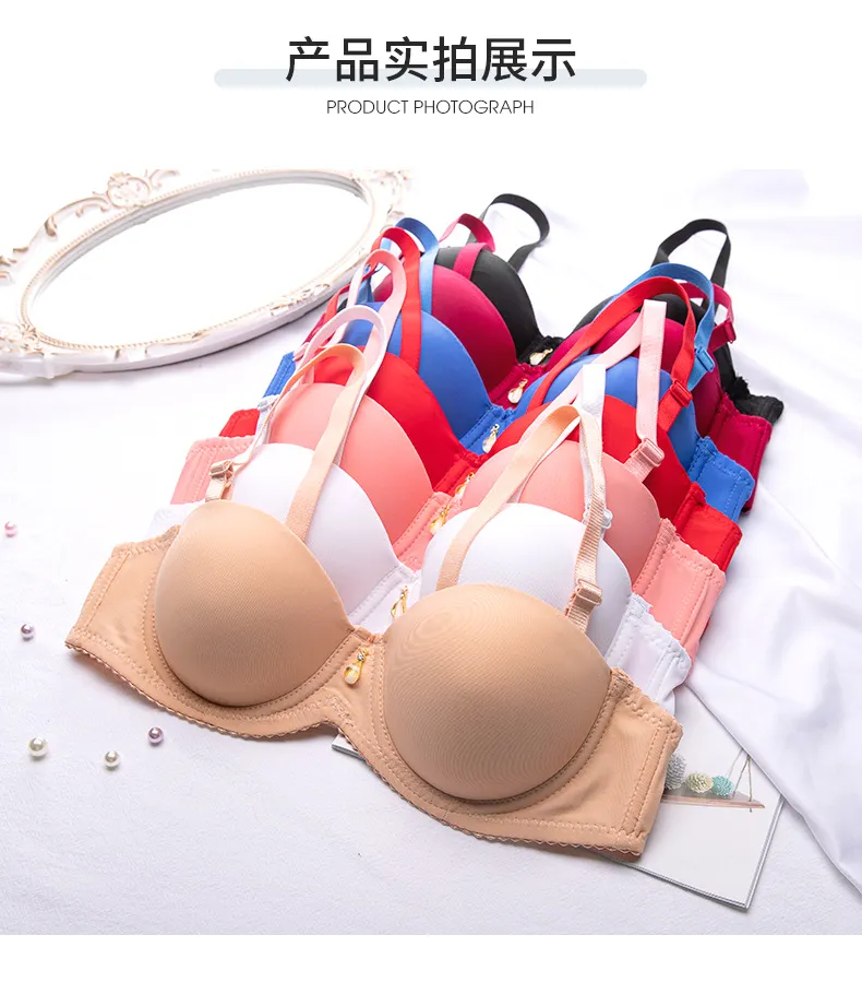 Simple Solid Color Push Up wireless women Seamless Bra and Panty