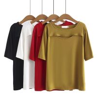 【มีไซส์ใหญ่】Plus Size XL-4XL Womens Short Sleeve Summer T-shirts Oversized Solid Color Fashion A-line Female Tops