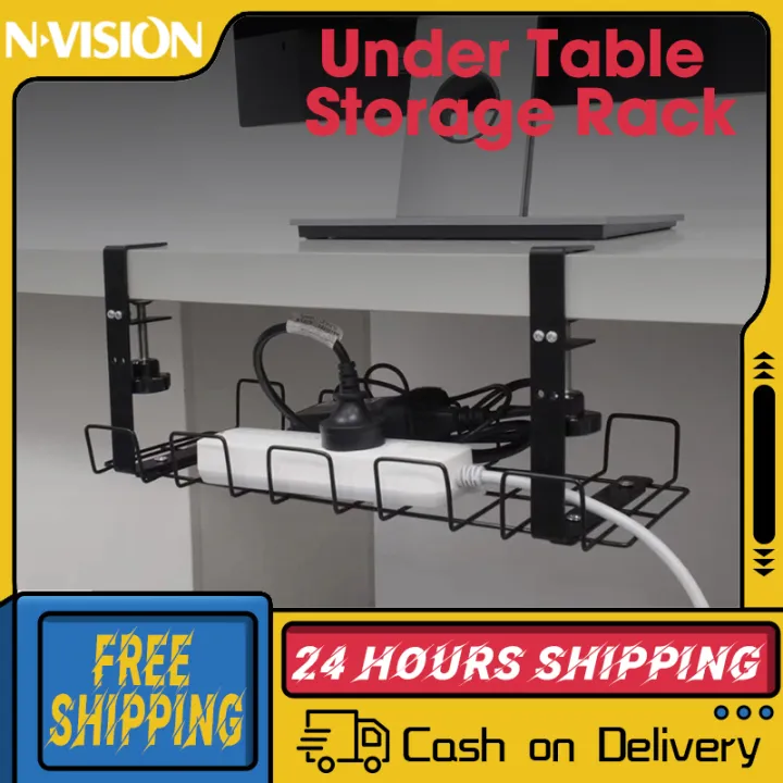 [NVISION] Home Office Desk Wire Organizer Under Table Storage Rack