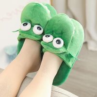 ♂☎❖ xing lu nan Women Crocodiles Plush Slippers With Open Mouth Cotton Slippers With A Moving Mouth For Winter