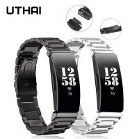 ⊙﹊ UTHAI F06 Watch Strap For Fitbit Inspire HR/Inspire Belt Fracelet Stainless Steel Strap Watchba Band Sliver Gold Bracelet Table