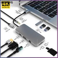 CUWRYG ตัวแปลงแบบหลายพอร์ตการ์ดความจำ RJ45 USB 3.0 4K HDMI PD Charge Type-C แยก USB ฮับ C