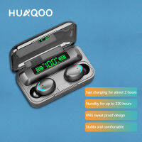 HUAQOO F9 TWS หูฟังบลูทู ธ 5.0 หูฟังสเตอริโอไร้สาย True หูฟัง Hi-Fi หูฟังกันน้ำกีฬาพร้อมไมโครโฟน